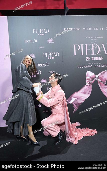 Angela Molina, Eduardo Casanova attends 'La Piedad' Party at Magno Theatre on January 10, 2023 in Madrid, Spain