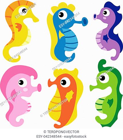 cute baby seahorse cartoon illustration with bubbles and under the sea  background, Stock Vector, Vector And Low Budget Royalty Free Image. Pic.  ESY-055678549 | agefotostock