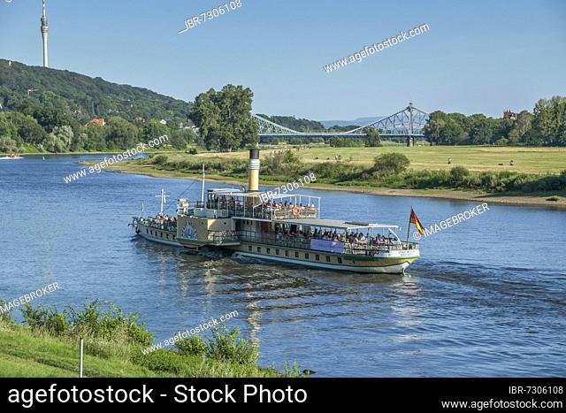 Steamboat Stadt Wehlen, Elbe, Dresden, Saxony, Germany, Europe
