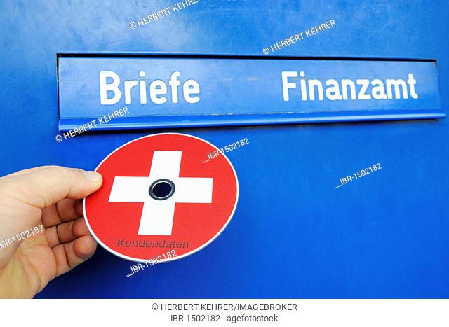 Briefkasten Finanzamt, mailbox, tax office, CD, DVD of tax evaders, tax dodgers