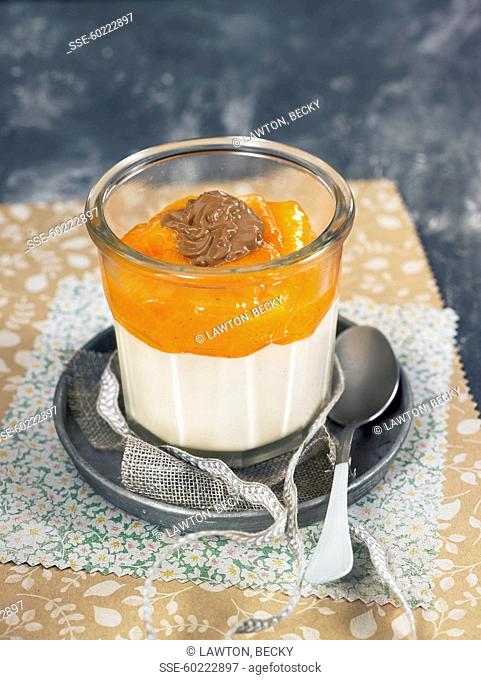Almond milk yoghurt, kakis compote and cocoa cream