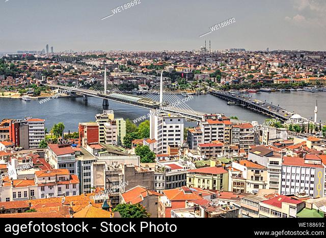 Istambul, Turkey â. “ 07. 13. 2019. Top view of Ataturk Bridge in Turkey on a summer day
