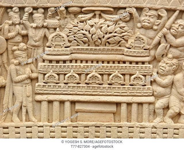 Emperor Asoka 273-236 B C built stupas in Buddha’s honour at many places in India Stupas at Sanchi are the most magnificent structures of ancient India