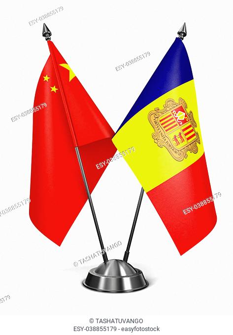 China and Andorra - Miniature Flags Isolated on White Background