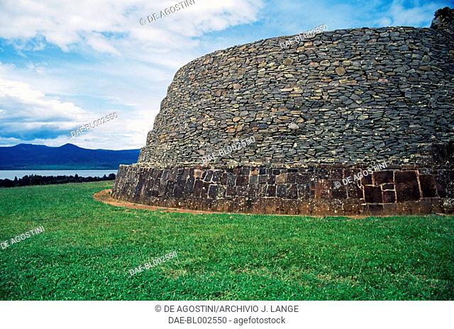 View of a yacata pyramid, Tzintzuntzan, Michoacan, Mexico. Taraschi civilisation, 14th-16th century