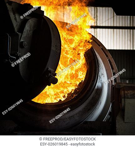 Hot steel pouring in steel plant, iron, aluminium