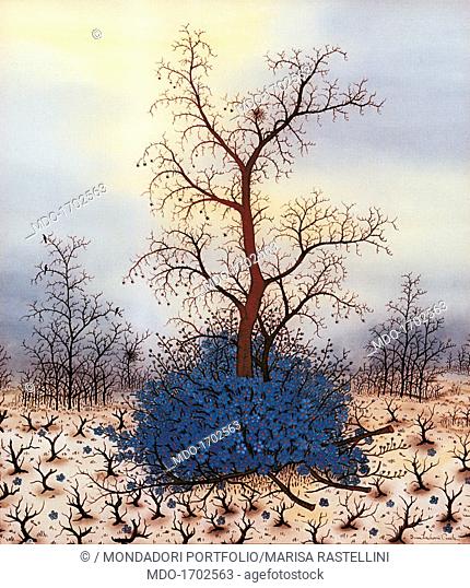 Spring (Primavera), by Ivan Lackovic Croata, 1973, 20th Century, oil on glass, 50 x 45 cm. Private collection. Whole artwort work