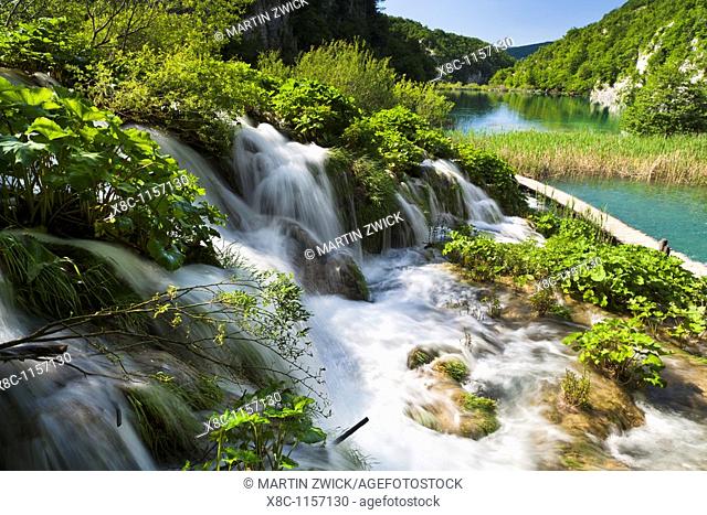 The Plitvice Lakes in the National Park Plitvicka Jezera in Croatia  The lower lakes, Kaluderovac  The Plitvice Lakes are a string of lakes connected by...