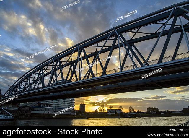 Nijmegen railway bridge over the Waal River, Nijmegen, Gelderland, Netherlands