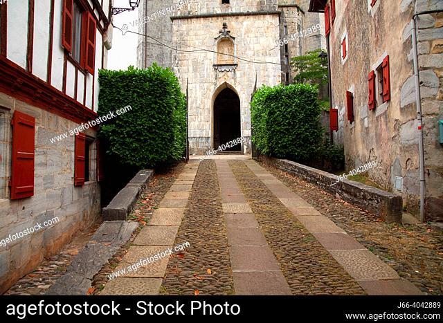 Door in the church Lesaka village in the Bidasoa valley. Navarra