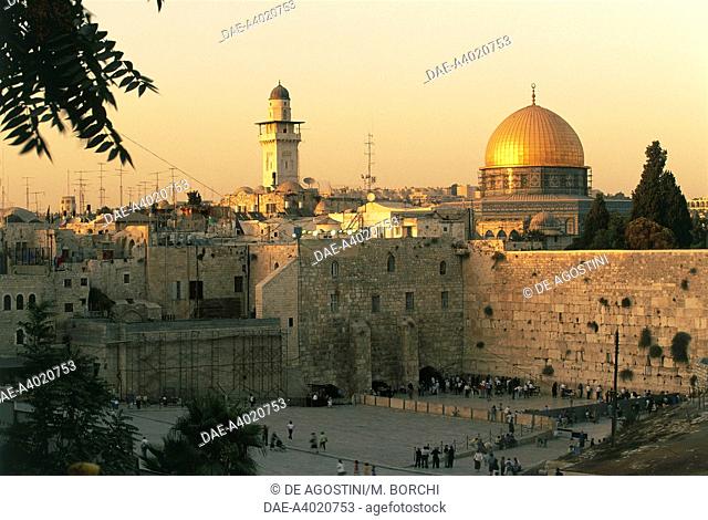 View of the Wailing wall and the Dome of the Rock, Old City of Jerusalem (UNESCO World Heritage List, 1981), Israel