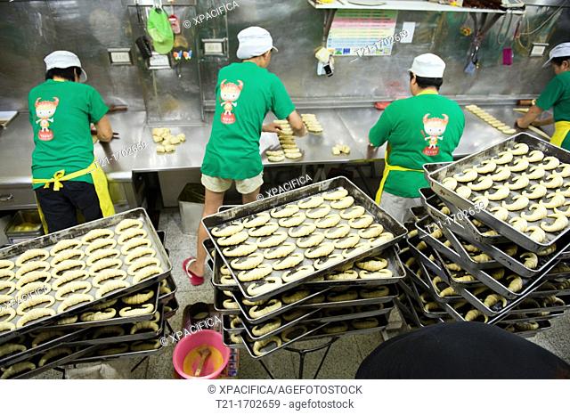 The production line at the Fu Mei Hsiun croissant bakery