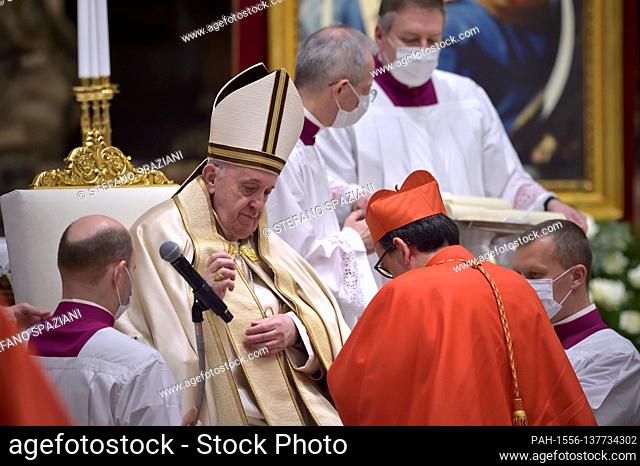 Cardinal Augusto Paolo Lojudice .Pope Francis leads a consistory for the creation of five new cardinals at St Peter's basilica in Vatican