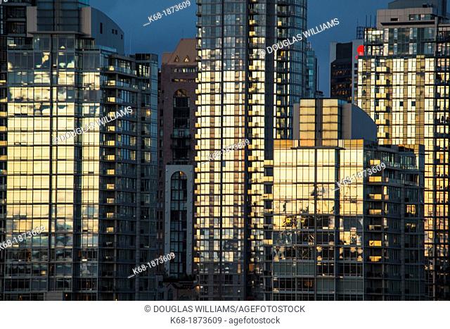 apartment buildings in downtown Vancouver, on the north shore of False Creek, Vancouver, BC, Canada