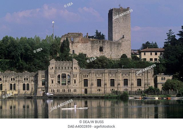 Lombardia - Trezzo (I) - Hydroelectric Taccani, 1906 (architect Gaetano Moretti). Visconti Castle in the background