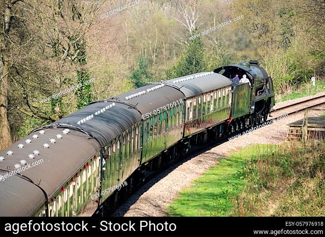 Steam Train on the Bluebell Railway Line in Sussex