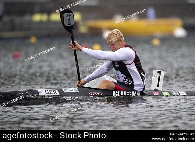 Martin HILLER (KC Potsdam) men's canoe K1, action, the finals 2021 in the disciplines canoe, SUP, canoe polo from June 3rd to June 6th, 2021 in Duisburg