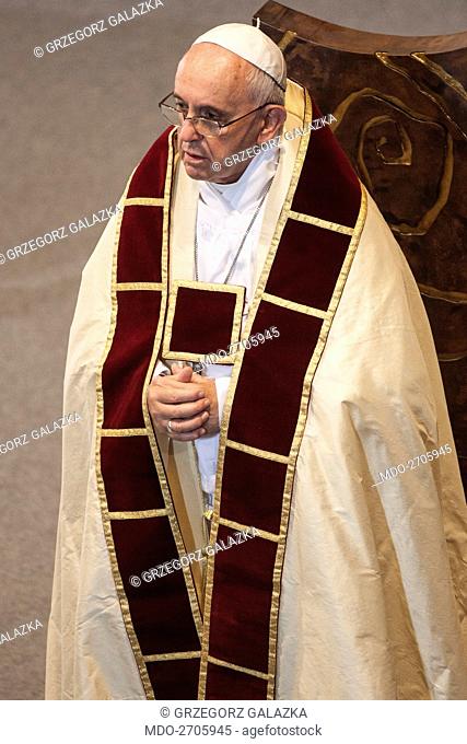 Pope Francis (Jorge Mario Bergoglio) chairing the Vespers for the 200th anniversary of the restoration of the Society of Jesus