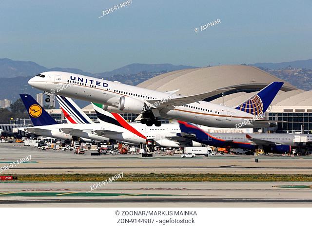 United Airlines Boeing 787-9 Flugzeug Flughafen Los Angeles