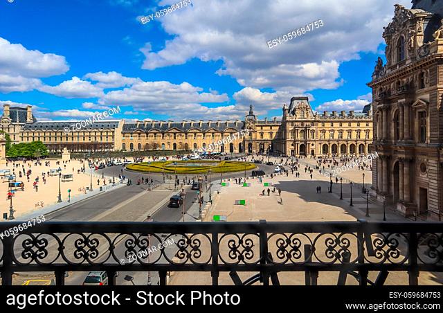 Paris / France - April 03 2019. Square in front of Louvre museum in Paris