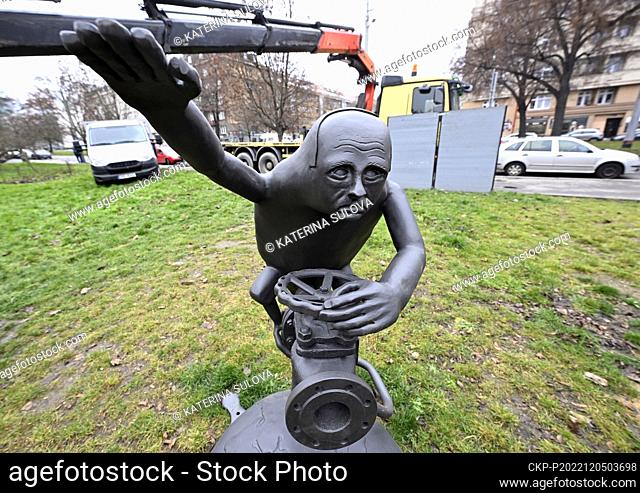 Installation of sculpture depicting Russian President Vladimir Putin as a goblin tightening a gas valve, took place on the Interbrigady Square in Prague
