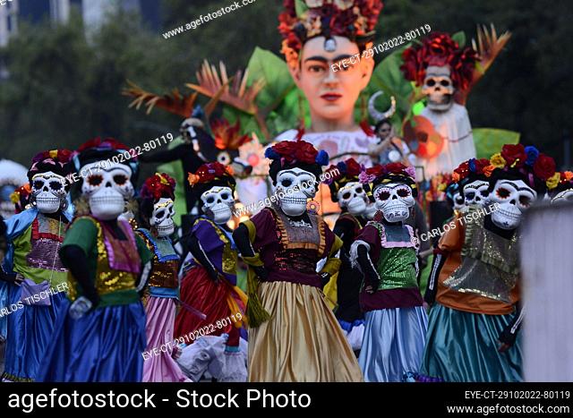 October 29, 2022, Mexico City, Mexico: Participants take part during the Great Day of the Dead Parade “Mexico: The navel of the moon” one of the most...