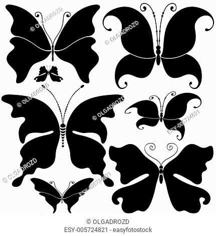 Set black butterflies