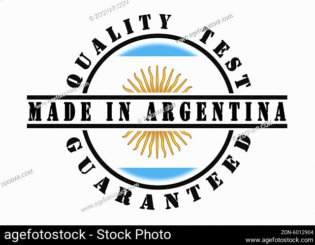 Quality test guaranteed stamp with a national flag inside, Argentina