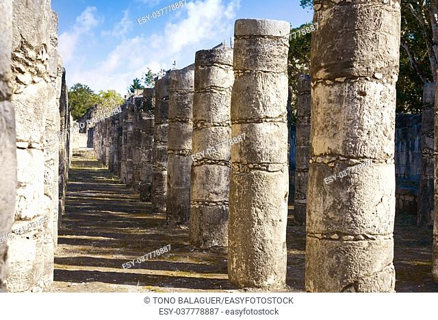 Chichen Itza one thousand columns temple at Yucatan Mexico