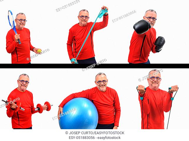 man practicing exercises on a white background
