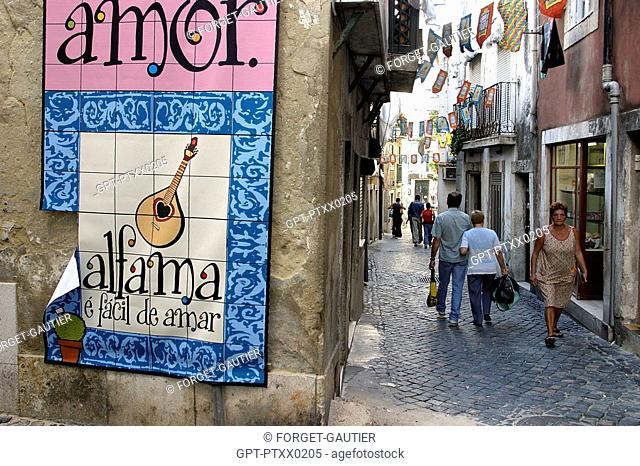 SMALL STREET IN THE ALFAMA DISTRICT, LISBON, PORTUGAL