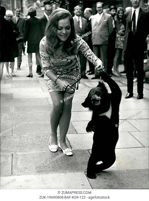 Aug. 08, 1969 - Janine Gray Comes To London Baby Bear As mascot: Glamorous Janine Gray flew into London today from Hollywood to star in Thames Television's...