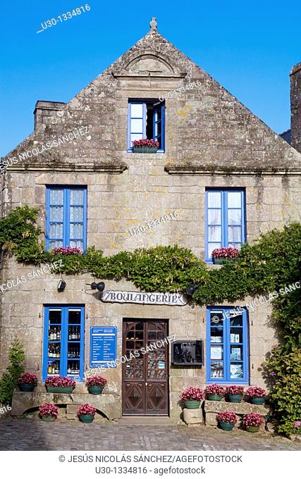 Typical street in the small town of Locronan, in the Finistere department  Brittany  France