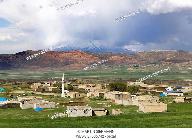 Turkey, Eastern Anatolia, Agri province, Dogubeyazit, Village, Mount Ararat in the background
