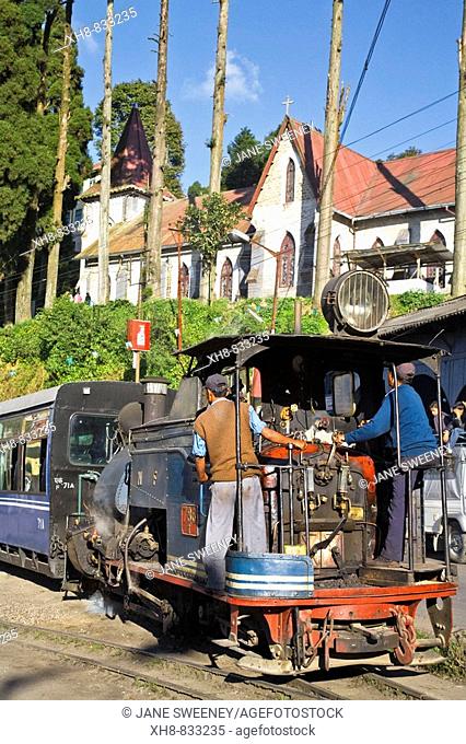 India, West Bengal, Darjeeling, Darjeeling Train station, home to Darjeeling Himalayan Railway  listed as a World Heritage Site, Steam Toy Train