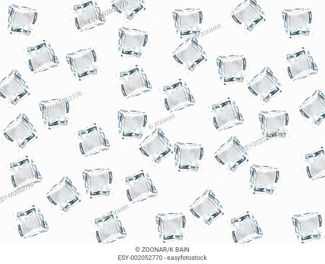 Ice cubes isolated against a white background