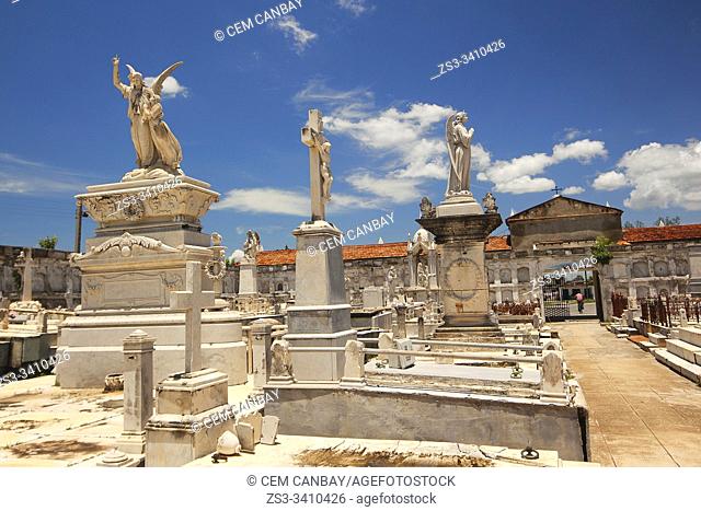 Tombs and statues at the cemetery La Reina, Cienfuegos, Cienfuegos Province, Cuba, West Indies, Central America