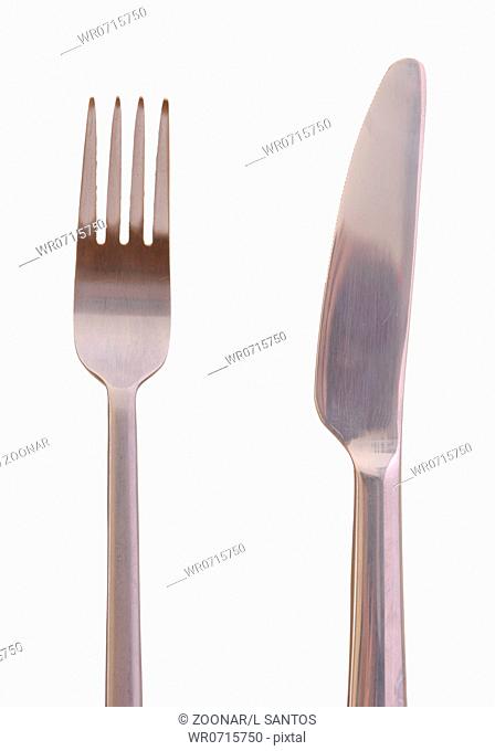 fork and knife flatware isolated on white background