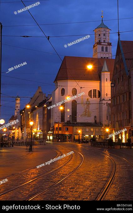 Augsburg, Maximilianstraße, Maximilian Street, Romantic Road, Swabia, Bavaria, Germany, Europe