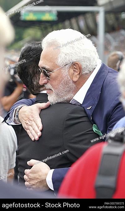 July 10th, 2022, Red Bull Ring, Spielberg, Formula 1 BWT Grand Prix of Austria 2022, in the picture Management Chairman Lawrence Stroll (Aston Martin) hugs FIA...