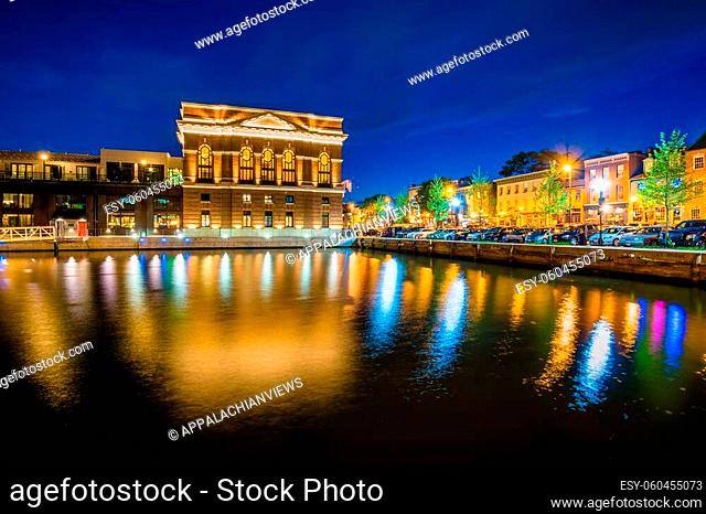 The Sagamore Pendry Hotel at night, in Fells Point, Baltimore, Maryland