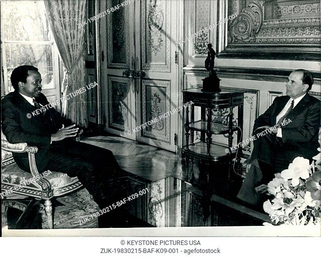 Feb. 15, 1983 - Cameroon's President Paul Bya with F. Mitterand at the Elysee (Credit Image: © Keystone Press Agency/Keystone USA via ZUMAPRESS.com)