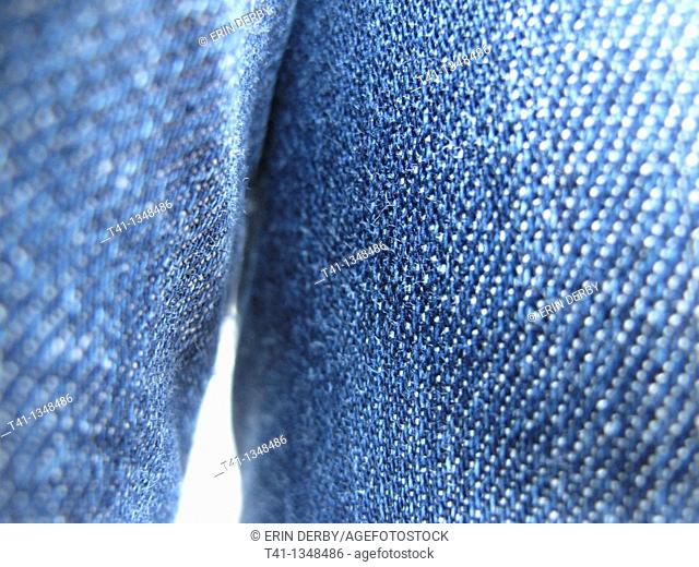 A detailed and textured shot of very blue denim