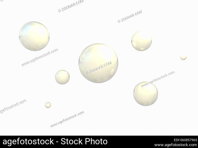 3d flying shining balls with reflection 3d render