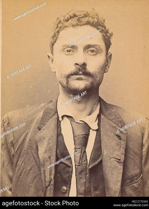 Ponchia. Charles, Albino. 32 ans, né le 1/3/62 à Montanaro (Italie). Menuisier. Anarchiste.., 1894. Creator: Alphonse Bertillon