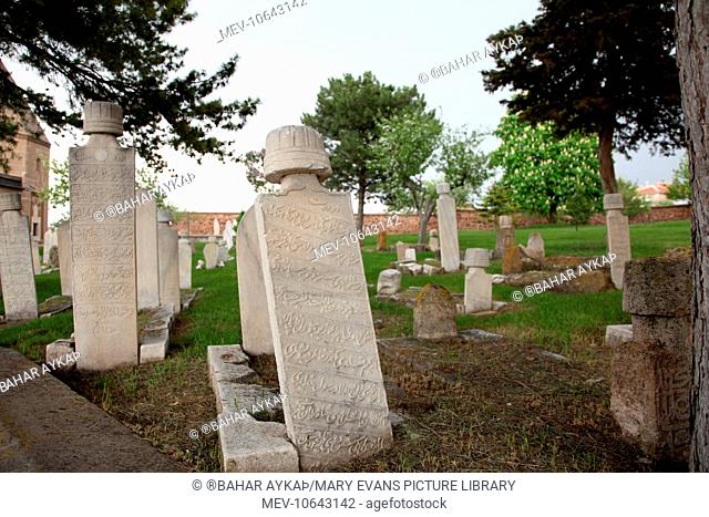 Bektashi graveyard next to Balim Sultan's Tomb in Haji Bektash Veli Museum in Nevsehir Turkey