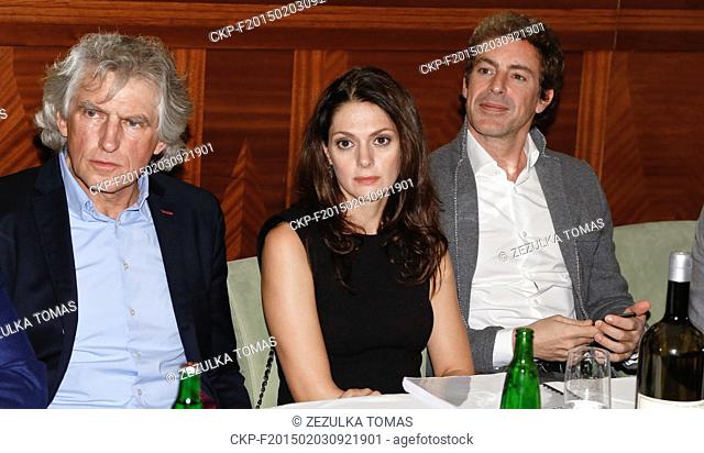 From left: Screenwriter Ivan Hubac, Czech actress Klara Issova and German actor Gedeon Burkhard pictured during the press conference on film about Czechoslovak...