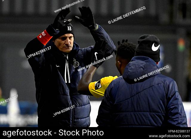 Union's head coach Alexander Blessin pictured in action during a soccer match between Royale Union Saint-Gilloise and KV Mechelen