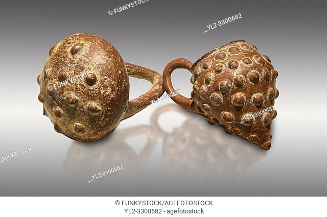 Bronze Age Anatolian terra cotta basket with handle & a beaker shaped as a bunch of grapes - 19th to 17th century BC - Kültepe Kanesh - Museum of Anatolian...