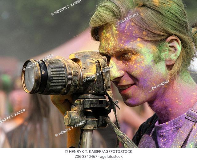 Taking photos at Color Festival, Krakow, Poland